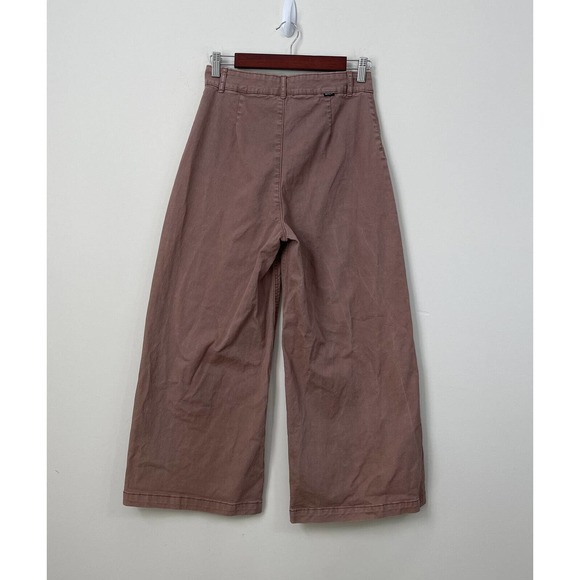 RVCA Niku High Rise Cropped Wide Leg Trouser Pants Size 28 Nutmeg - Picture 6 of 12